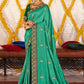 Classic Vichitra Silk Green Embroidered Saree