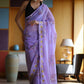 Classic Georgette Lavender Floral Patch Saree