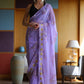 Classic Georgette Lavender Floral Patch Saree