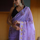 Classic Georgette Lavender Floral Patch Saree