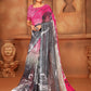 Classic Net Grey Digital Print Saree