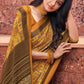 Classic Faux Crepe Mustard Print Saree
