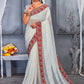 Classic Georgette Off White Embroidered Saree