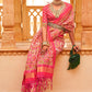 Classic Tussar Silk Pink Weaving Saree