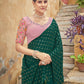 Classic Chinon Green Sequins Saree