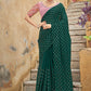 Classic Chinon Green Sequins Saree