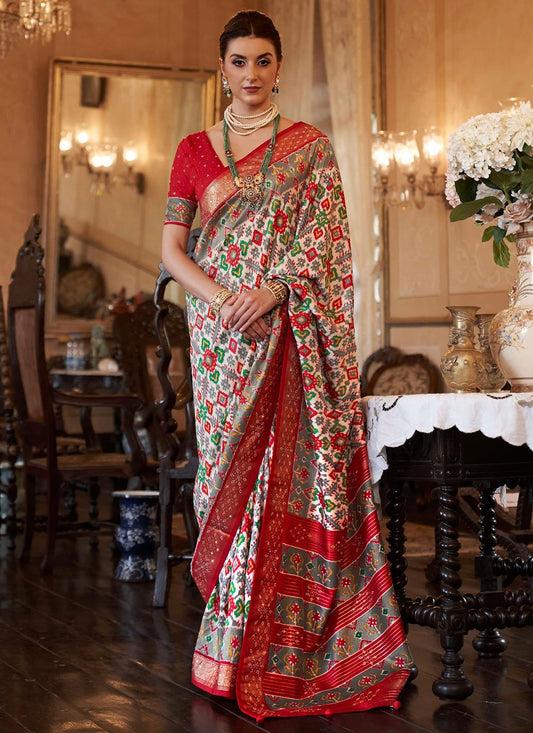 Classic Patola Silk Red Weaving Saree