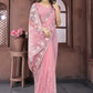 Classic Net Pink Embroidered Saree