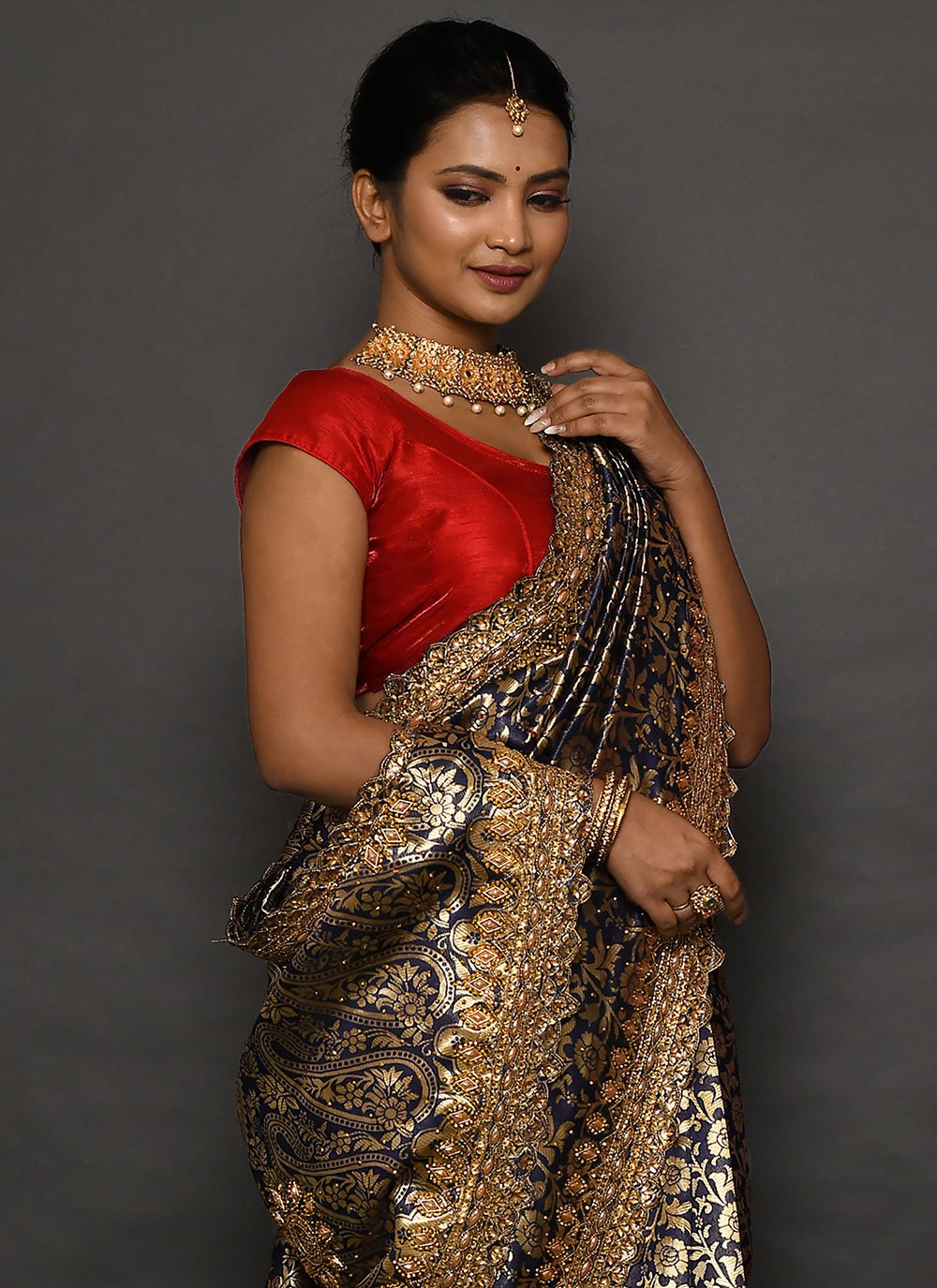 Trendy Saree Kanjivaram Silk Grey Hand Work Saree