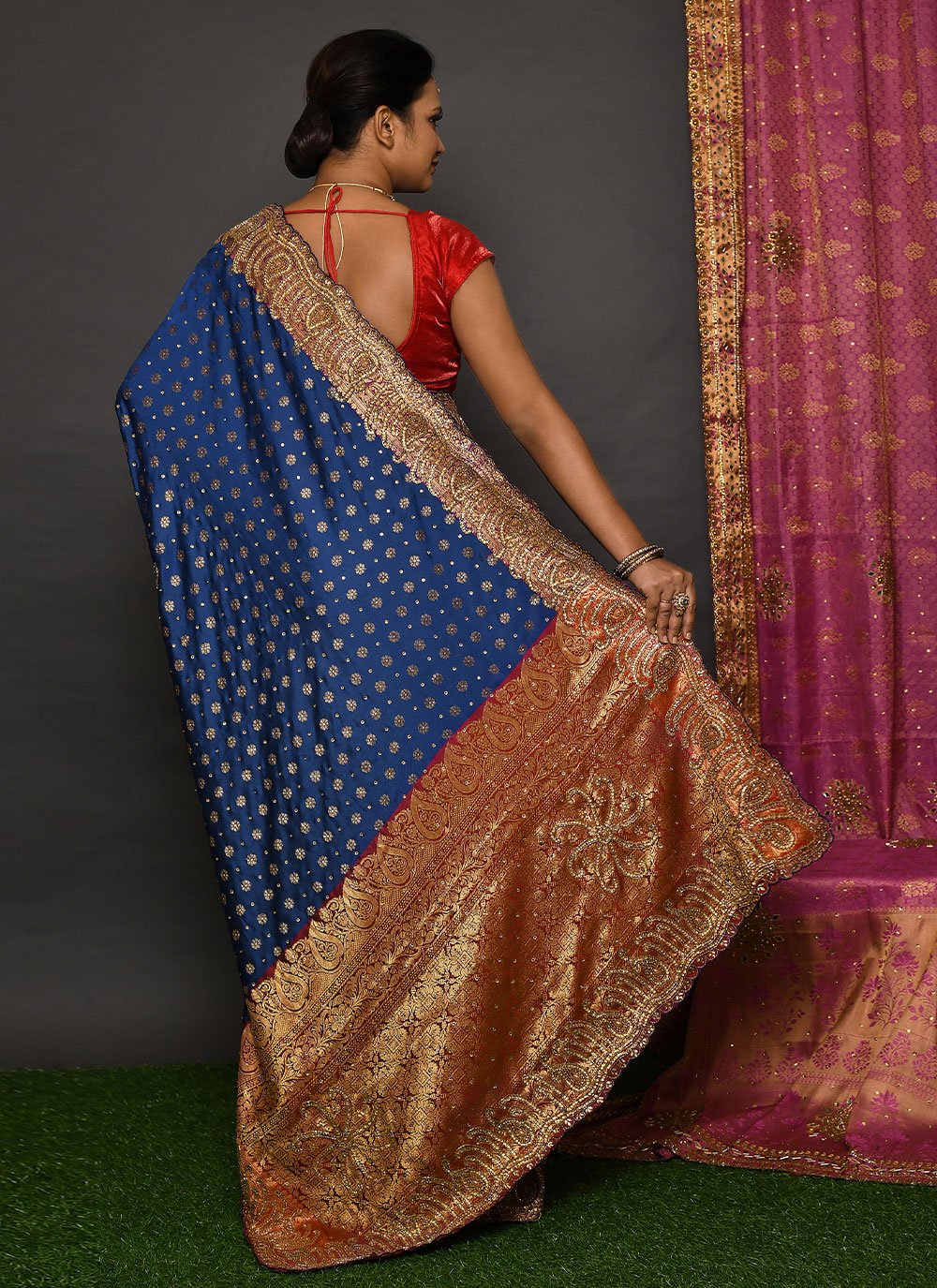 Classic Kanjivaram Silk Blue Hand Work Saree