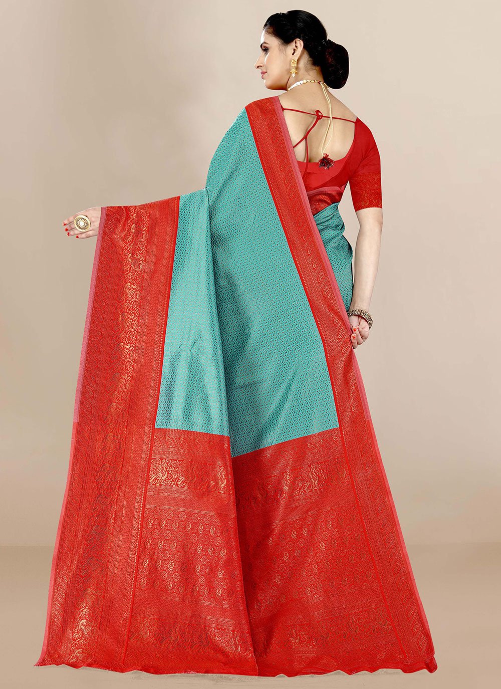 Trendy Saree Banarasi Silk Aqua Blue Jacquard Work Saree