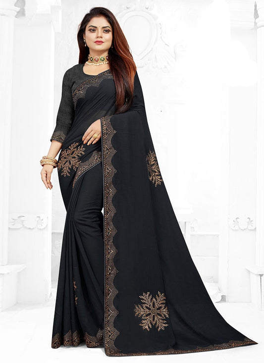 Classic Georgette Black Lace Saree