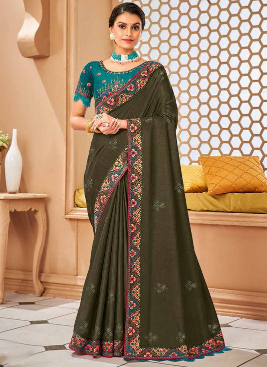 Trendy Saree Silk Green Patch Border Saree