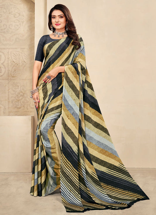 Trendy Saree Crepe Silk Black Print Saree