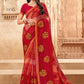 Trendy Saree Chiffon Red Fancy Work Saree