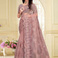 Classic Net Mauve Embroidered Saree