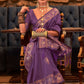 Trendy Saree Handloom Silk Tussar Silk Purple Sequins Saree