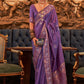Trendy Saree Handloom Silk Tussar Silk Purple Sequins Saree