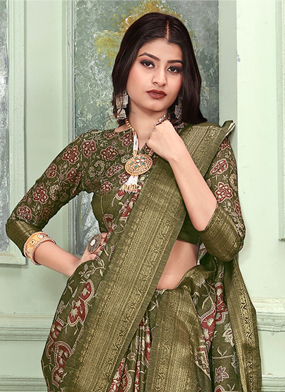 Classic Banarasi Silk Tussar Silk Green Weaving Saree