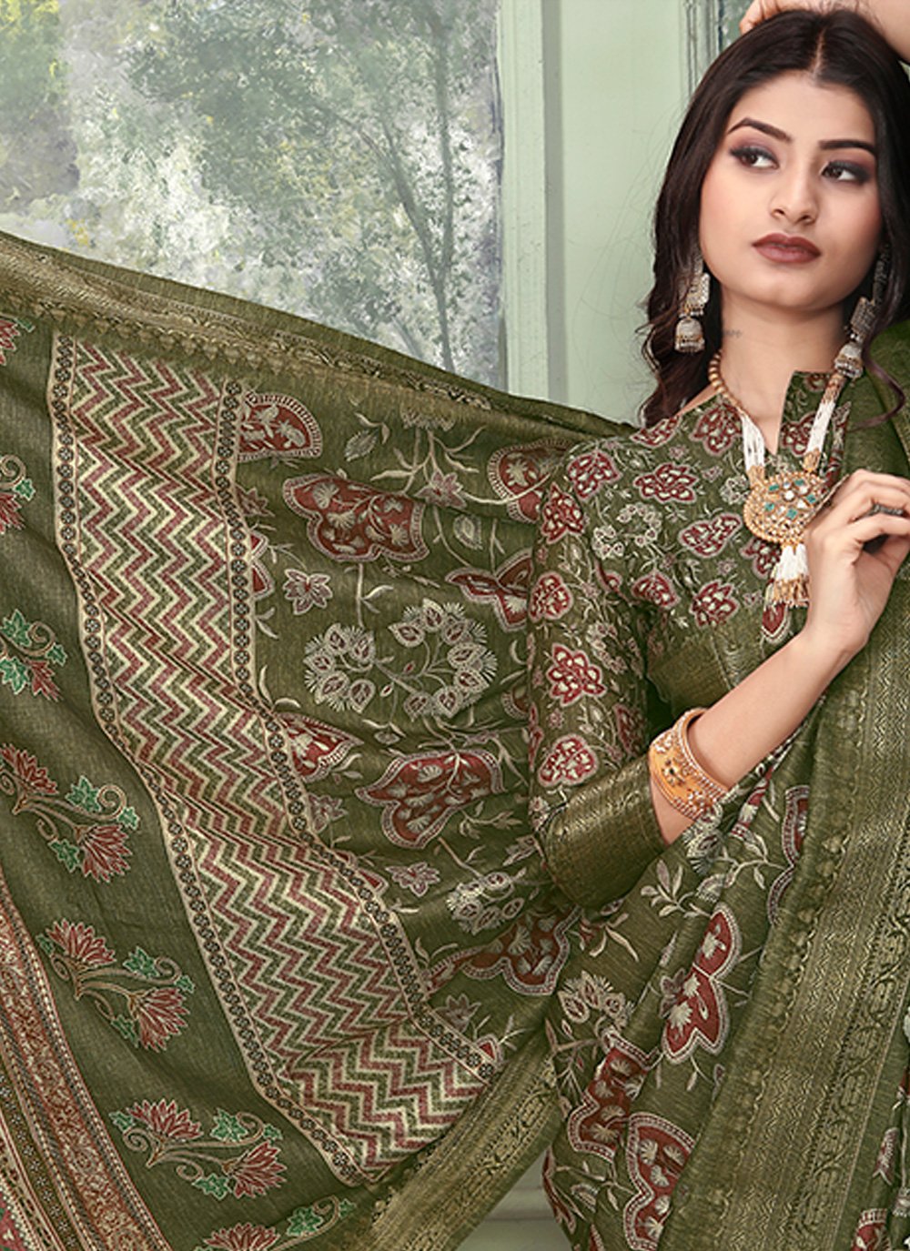 Classic Banarasi Silk Tussar Silk Green Weaving Saree