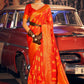 Trendy Saree Handloom Silk Orange Weaving Saree