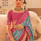 Classic Patola Silk Aqua Blue Pink Weaving Saree