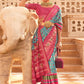 Classic Patola Silk Aqua Blue Pink Weaving Saree