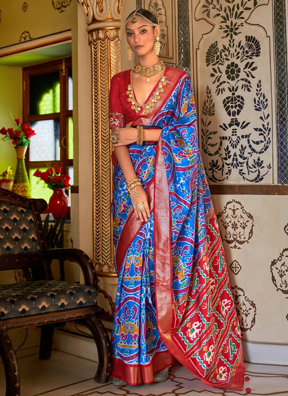 Classic Patola Silk Blue Weaving Saree