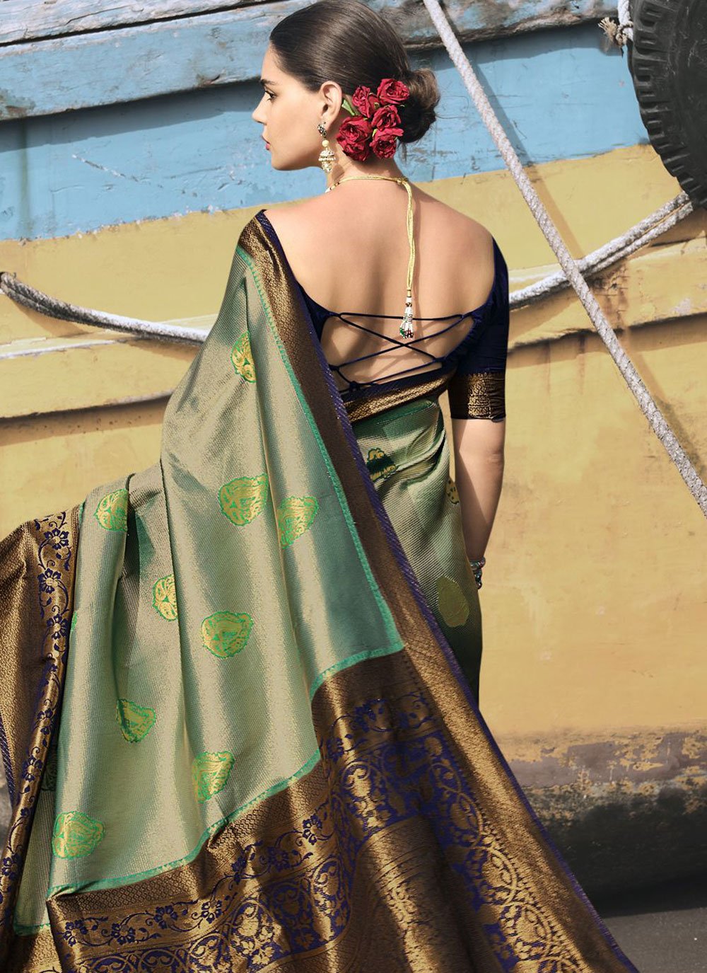 Trendy Saree Silk Green Weaving Saree