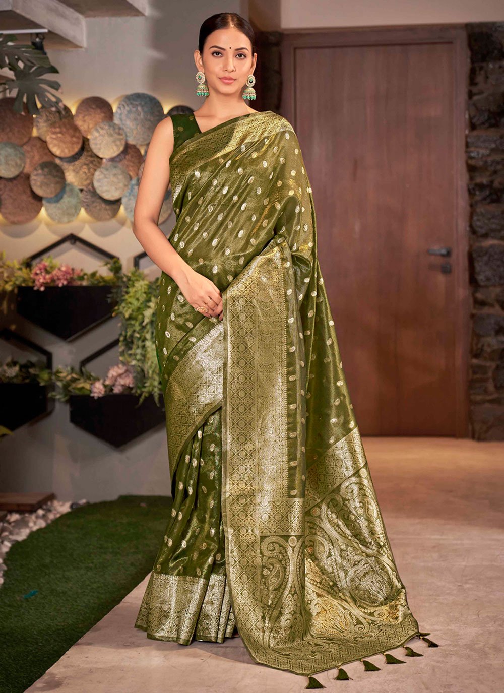 Trendy Saree Silk Sea Green Weaving Saree