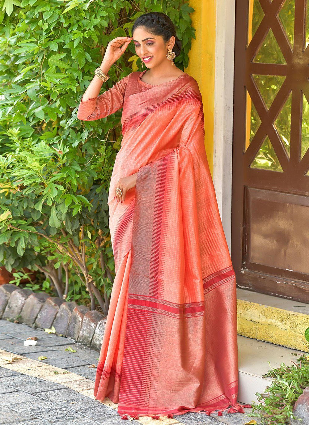 Trendy Saree Silk Orange Woven Saree