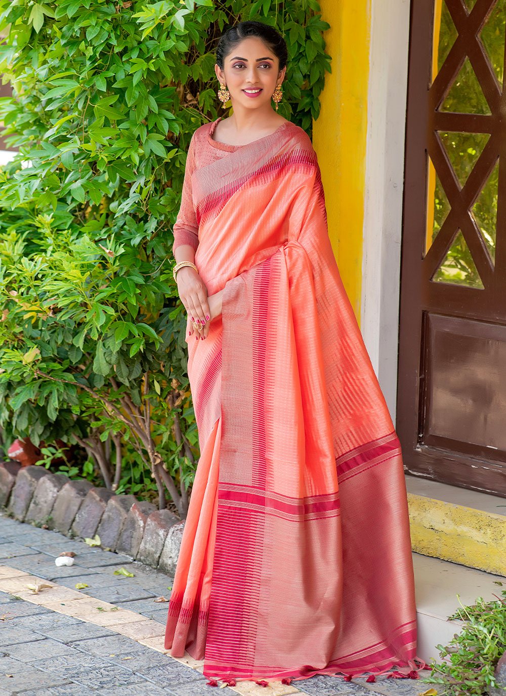 Trendy Saree Silk Orange Woven Saree