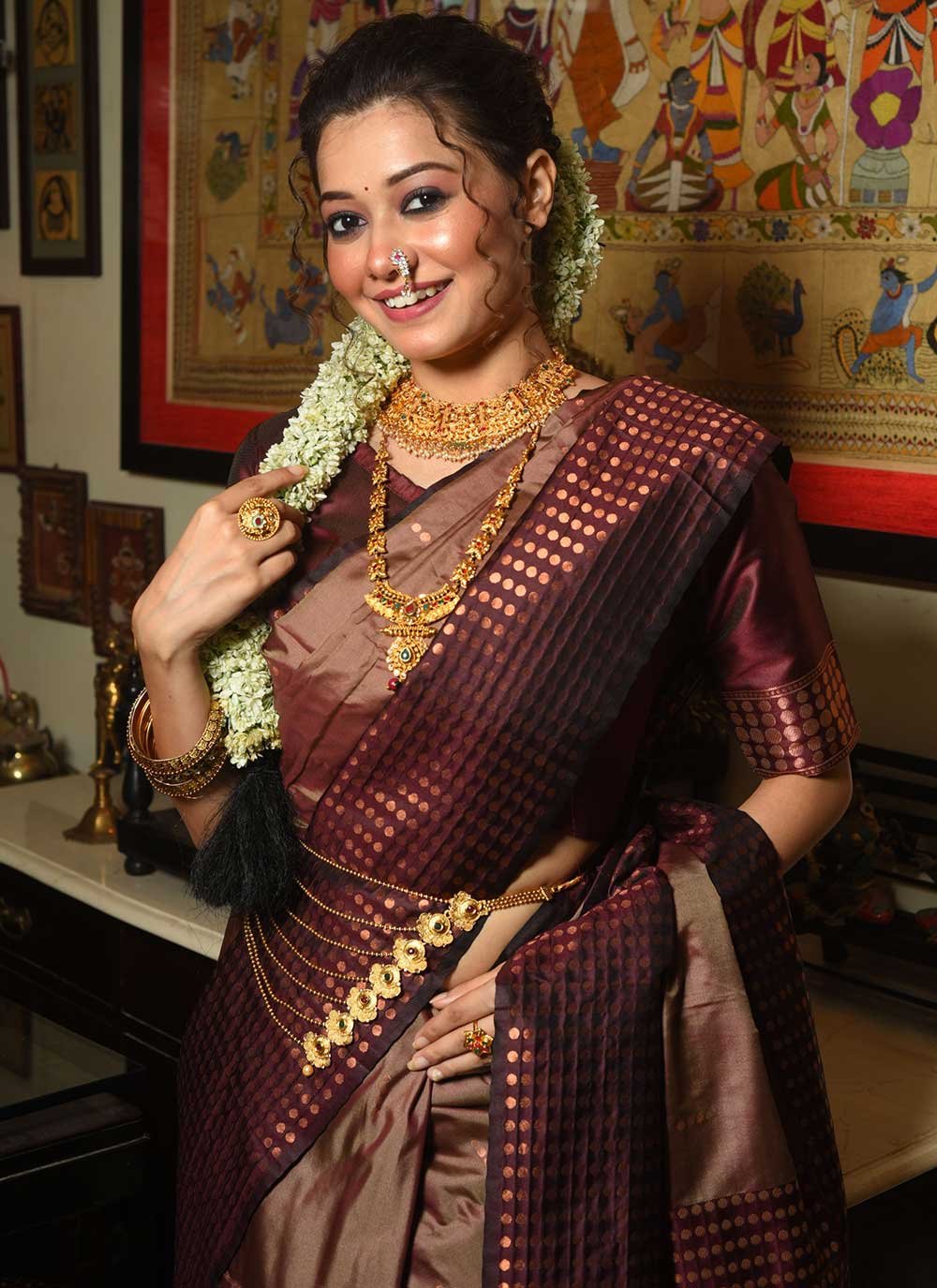 Classic Silk Wine Woven Saree