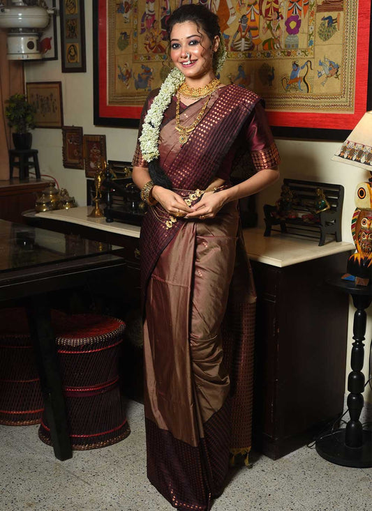 Classic Silk Wine Woven Saree