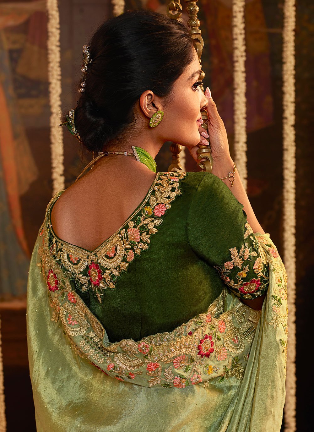 Trendy Saree Viscose Green Embroidered Saree