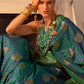 Classic Nylon Satin Blue Weaving Saree