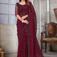 Classic Organza Satin Maroon Patch Border Saree