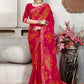Trendy Saree Satin Red Lace Saree
