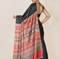 Designer Satin Black Red Digital Print Saree