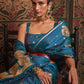 Contemporary Satin Aqua Blue Weaving Saree