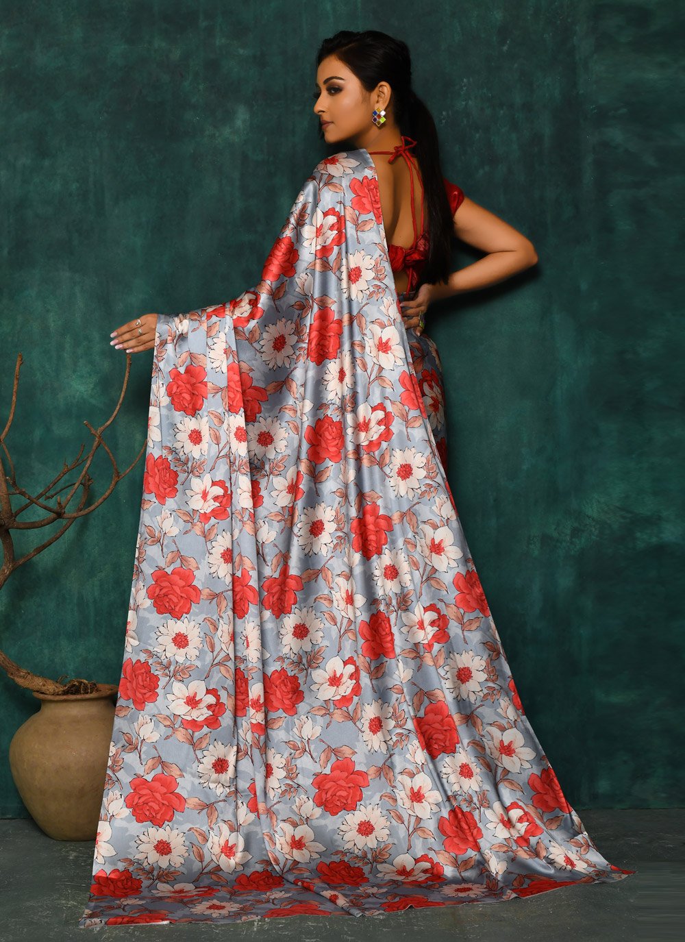 Designer Satin Multi Colour Digital Print Saree