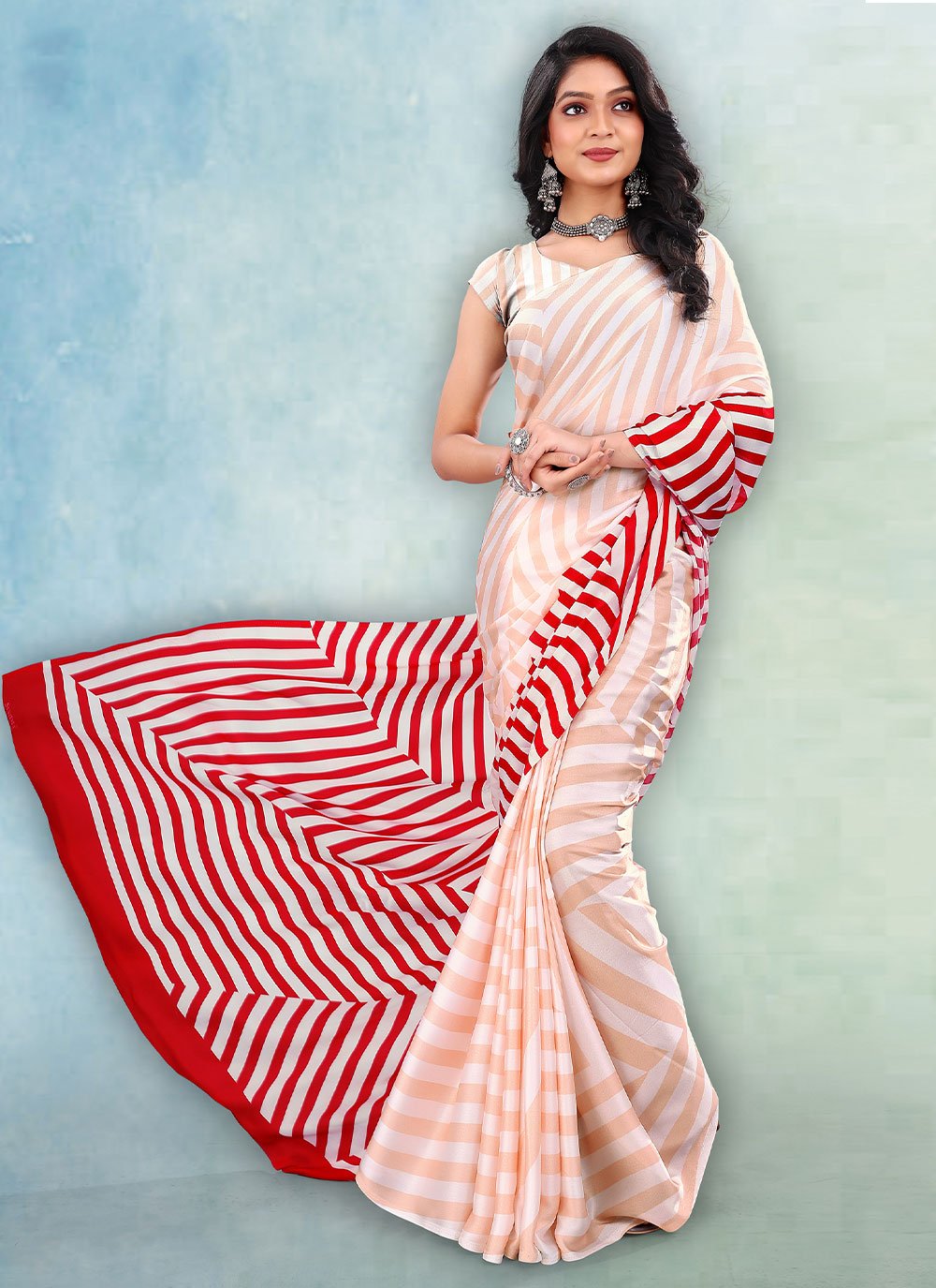 Classic Satin Multi Colour Digital Print Saree