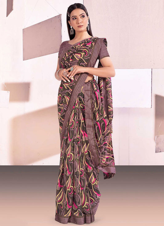 Classic Satin Multi Colour Digital Print Saree