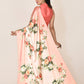 Designer Satin Peach Digital Print Saree