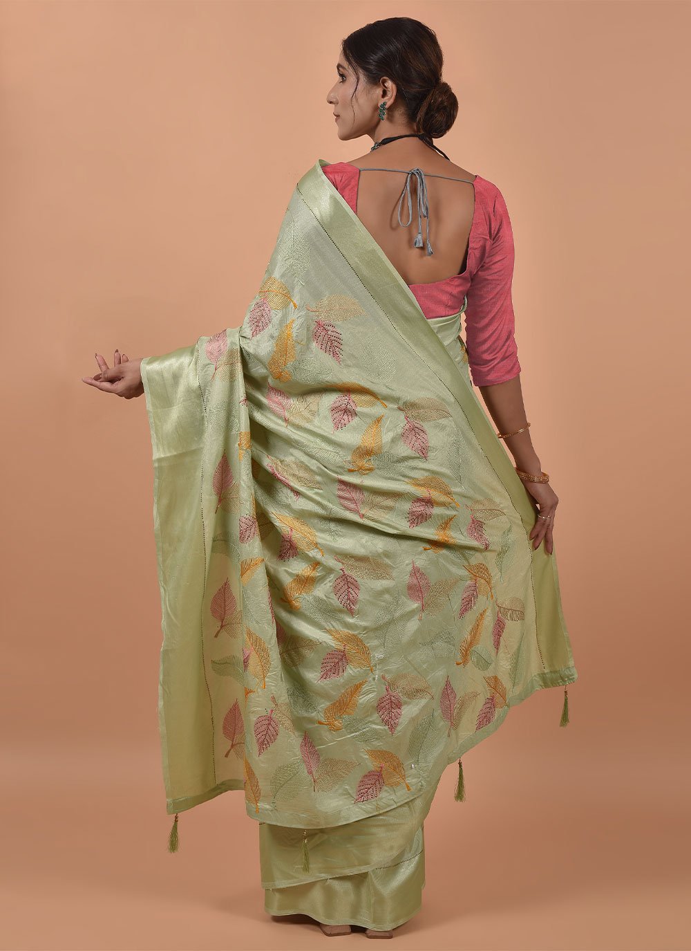 Trendy Saree Satin Green Embroidered Saree