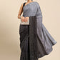 Contemporary Satin Grey Floral Patch Saree
