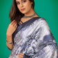 Classic Satin Grey Digital Print Saree
