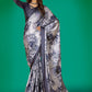 Classic Satin Grey Digital Print Saree