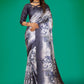 Classic Satin Grey Digital Print Saree