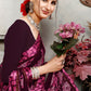 Contemporary Satin Wine Lace Saree